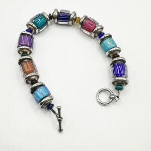 Art Glass Bead Bracelet Boho Jewelry Statement Casual Artisan Unique Jewelry